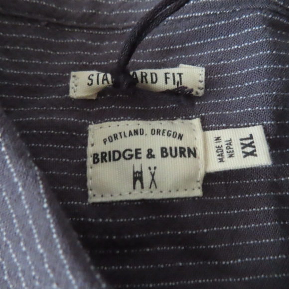 Bridge & Burn marten slate pinstripe Short Sleeve Button Up Shirt Men’s Sz 2XL - Picture 6 of 7